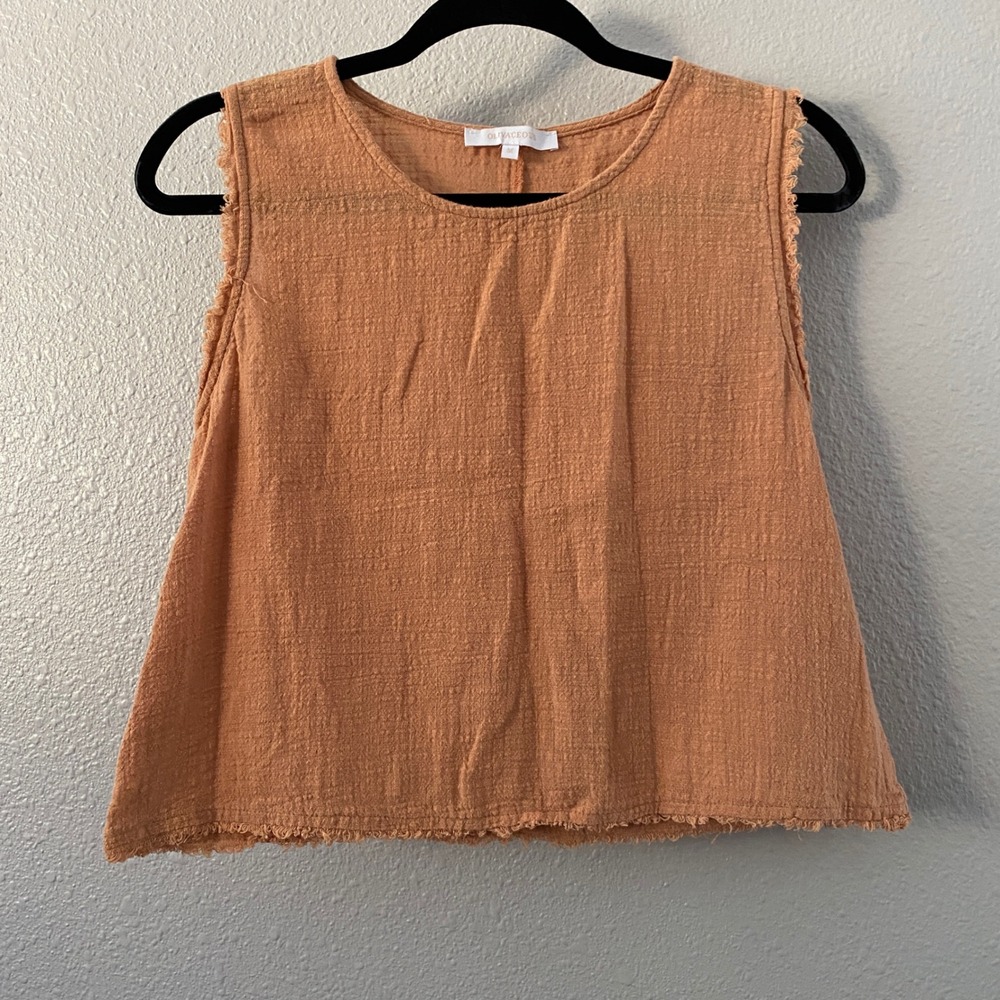 Olivaceous Orange Tank Top Medium 100% Cotton Gauze Bohemian Boho Hippie Casual